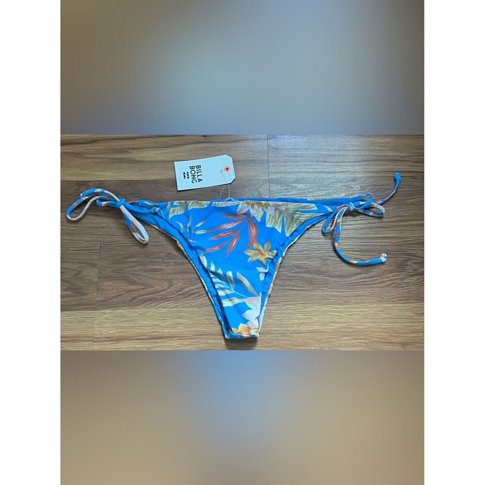Billabong Palm Rise Isla Tie Side Bikini Bottom Blue Floral Tropical XL Skimpy